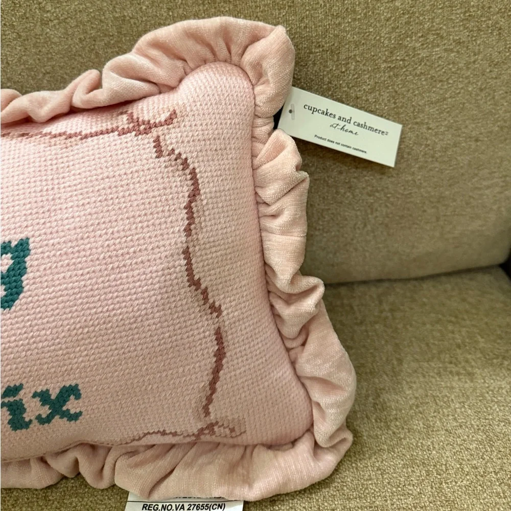 Nothing a Nap Can’t Fix Cupcakes and Cashmere Needlepoint Pillow Coquette NWT